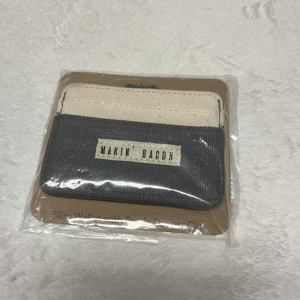 Mud Pie Men's Makin Bacon Slim Wallet With Beer Bottler Opener Clip